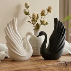 Cisne Negro ou Branco - 18 cm - Decorativo em PLA – Escultura Moderna Elegante para Sala, Mesa e Home Office
