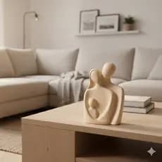 Escultura Família Minimalista Moderna 10 cm e 16 cm – Enfeite Decorativo  | Presente para Mãe, Pais, Casal e Casa Nova