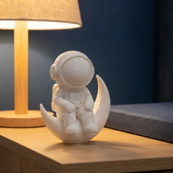 Escultura Astronauta na Lua Decorativa em PLA 10 cm | Decoração Moderna Minimalista Presente Criativo Geek