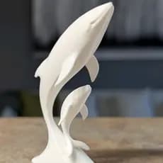 Escultura Baleias em Sincronia -  Decorativas 12 cm ou 18cm em PLA | Decoração Marinha Moderna Impressão 3D