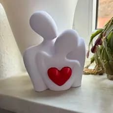 Escultura Casal com Coração 10cm Decorativa Moderna | Presente Romântico em PLA Impressão 3D - Namorados