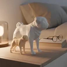 Estátua Pug Low Poly em PLA – Decoração Moderna, Impressão 3D, Enfeite Minimalista para Sala, Escritório e Presente Pet