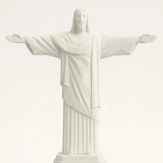 Escultura Cristo Redentor em PLA Premium Branca | Arte Sacra Moderna Decorativa | Presente Religioso Cristão