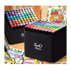 Kit 24/36/48/60/80un Canetas Desenho Pintura Ponta Dupla Com Estojo