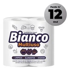 kit 12 unidades Papel Tolha Bianco 50 Folhas 19cm x 20cm multi uso para casa carro, limpeza certa