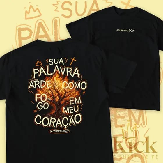 Camiseta Cristã "Jeremias 20:9" T-Shirt Unissex Estilo Religiosa Casual em Algodão Estampa Premium