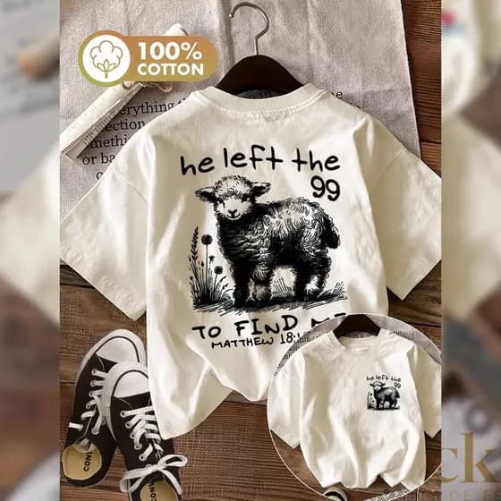 Camisa Camiseta Cristã Ele Deixou As 99 T-Shirt Feminina em Algodão Religiosa Vintag