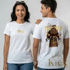 Camiseta Cristã "São Francisco – Mateus 5:9" | T-Shirt Unissex Casual em Algodão  Vista sua fé com estilo e leve uma men