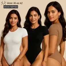 Body Feminino Gola Careca Manga Curta Suplex Premium Básico Gola Redonda Forro Duplo Bory Feminino Bori