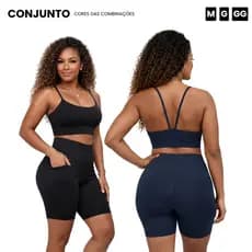 Conjunto Fitness Shorts Com bolso Top De Alça Conjunto Feminino Fitness Suplex Premium Roupa de Academia Treino Corrida
