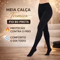 Meia Calça Térmica Fio 80 Preta Adulto - Feminino Com Pé E Sem Pé Flanelada Para Inverno