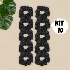 Kit 10 xuxinha de cabelo, scrunchie colorida fina e grossa sortidas - X1