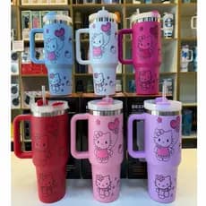 Copo Garrafa Térmico Hello-Kitty-Premium com Alça e Canudo 1200ml