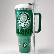 Copo Térmico com Tampa do Palmeiras 1200ml, Garrafa de Inox premium, parede dupla e alta capacidade
