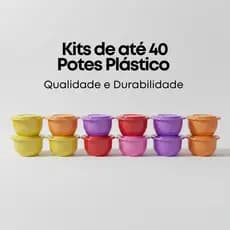 KIT 10 Potes Redondo Micro-Ondas Vasilha 700ml Com Tampa Tapoer Plastico Livre de BPA