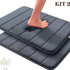 Kit 2 Tapete de Banheiro Antiderrapante Soft Macio Luxo 60x40