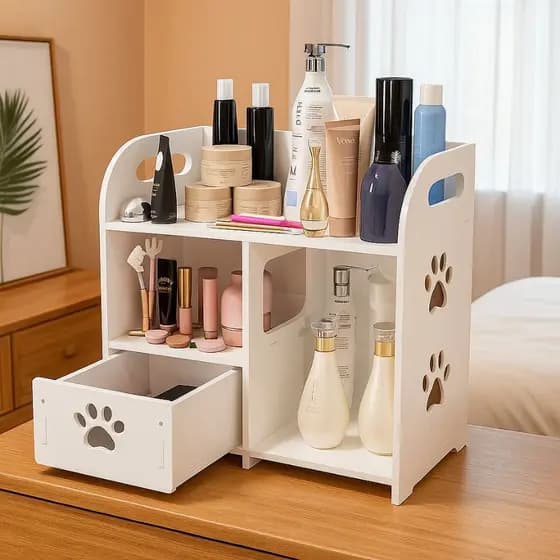 Organizador de Mesa Decorativo com Gaveta Escritório Maquiagem