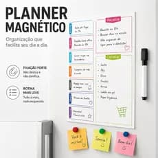 Planner Magnético Lousa Lembrete Imã Geladeira Porta Recados Anotação Semanal Mensal