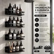 KIT Com 4 Prateleiras Suporte De Banheiro Organizador Alta Qualidade Premium Porta Shampo