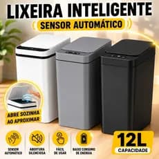 Lixeira Inteligente 12L Sensor Infravermelho Compacta Moderna Para Banheiro Cozinha