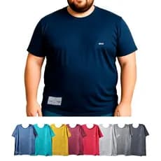 Camiseta básica masculina plus size G1 ao G4 lisa algodão malha premium