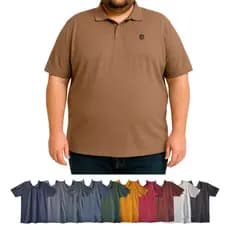 Camiseta gola polo masculina plus size tamanho grande G1 ao G4 lisa com botão