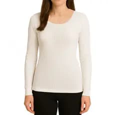 Blusa feminina canelada peluciada branca gola u poliamida spandex segunda pele
