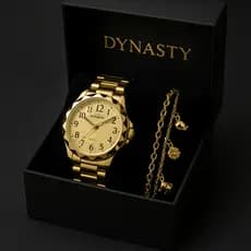 Relógio Feminino Dourado Banhado a Ouro 18k Original Resistente a água + Pulseira