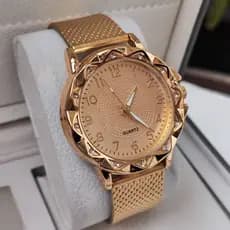 Relógio Feminino Banhado a Ouro 18k  Dourado Luxo Quartzo Pulseira Borracha Resistente a água Lindo