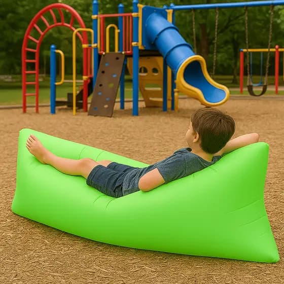 Air Sofá Inflável 1,85m x 0,75m – Puff Portátil de Nylon para Praia, Piscina, Viagens e Áreas Externas