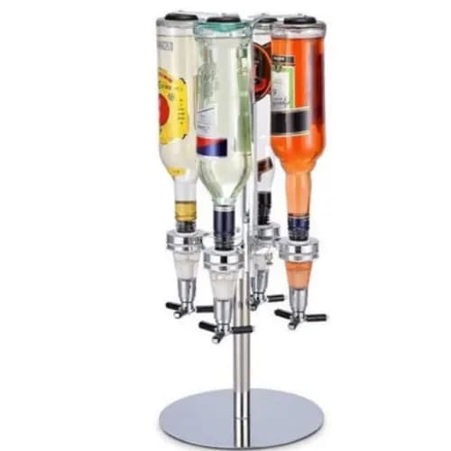 Suporte Porta Bebidas Dosador 4 Garrafas Giratorio Aco Inox