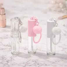 Frasco P Batom Líquido Base Gloss Chaveiro Pompom 2,5ml 10un