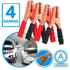 Jogo Kit Com 4 Garras Jacaré 600A Emborrachado Bateria Carro Caminhão Chupeta