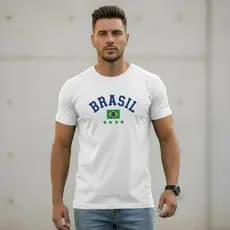 Camisa do Brasil Adulto Unissex Blusa Retrô Brasil Copa do Mundo Personalizada