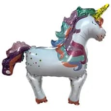 Balão Metalizado Centro de Mesa Unicórnio Brilho Magia 33cm Festa Decoração Enfeite