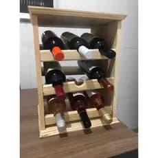 Adega de Mesa Madeira Maciça Decoração Rustica Vinhos Espumantes 9 Garrafas
