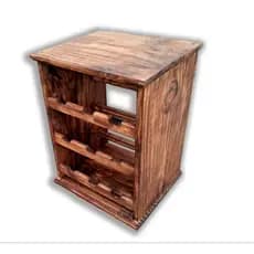 Adega de Mesa Madeira Maciça Decoração Rustica Vinhos Espumantes 9 Garrafas Acabamento Envelhecido