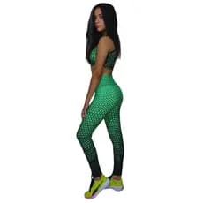 QUEIMA DE ESTOQUE Conjunto Fitness Feminino Calça Legging Cintura Alta e Top Roupa de Malhar