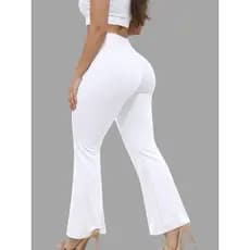Calça Flare Branca Bailarina Cintura Alta Suplex Premium com Tecnologia UV