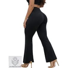 CALÇA FLARE PRETA BLACKOUT CINTURA ALTA COM TECNOLOGIA UV