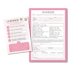 Bloco Ficha de Anamnese Micropigmentação de Sobrancelha + Cuidados