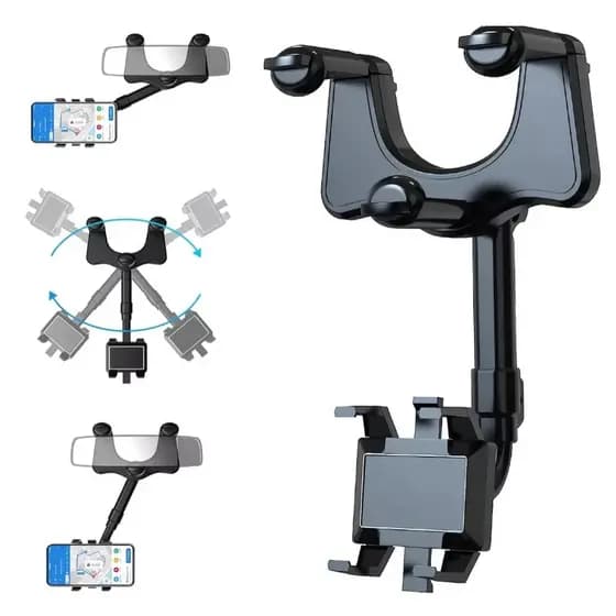 Suporte para Celular Smartphone com Apoio no Retrovisor Extensível Giro 360º