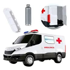 Ambulância Infantil Brinquedo Educativo C/ Acessórios Porta Carrinho Veículo  Miniatura P/ Crianças Presente Imaginação