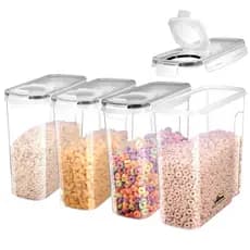 House Organizer Kit 4 Potes Dispenser Hermetico Com Travas Para Cereais, Grãos, Feijão, Ração 2500ml