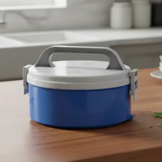 Marmita Termica Alça 1,5L Sem Divisória Microondas Azul - Comida quente ou fria para o trabalho