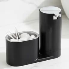 Porta Detergente Arthi Preto Dispenser Sabonete Líquido Bucha Organizador Pia Cozinha Banheiro Luxo