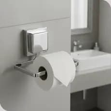 Porta Papel Higienico Cromado Com Ventosa 3M Banheiro Fixação por Ventosa, Sem Furo e com Estilo