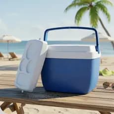 Caixa Térmica 34L Cooler Grande Com Porta Copos Azul Mor Bebidas Praia Pesca Camping Viagem