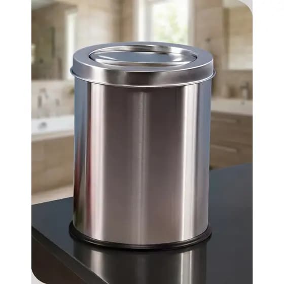 Lixeira Inox 6L Basculante Martinazzo Cesto Lixo Banheiro Cozinha Escritório Prata Luxo Resistente