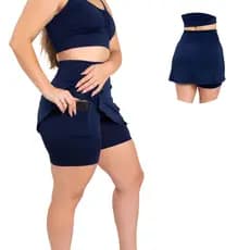 Short Saia Feminino Fit Com Bolso Porta Celular Para Treinar